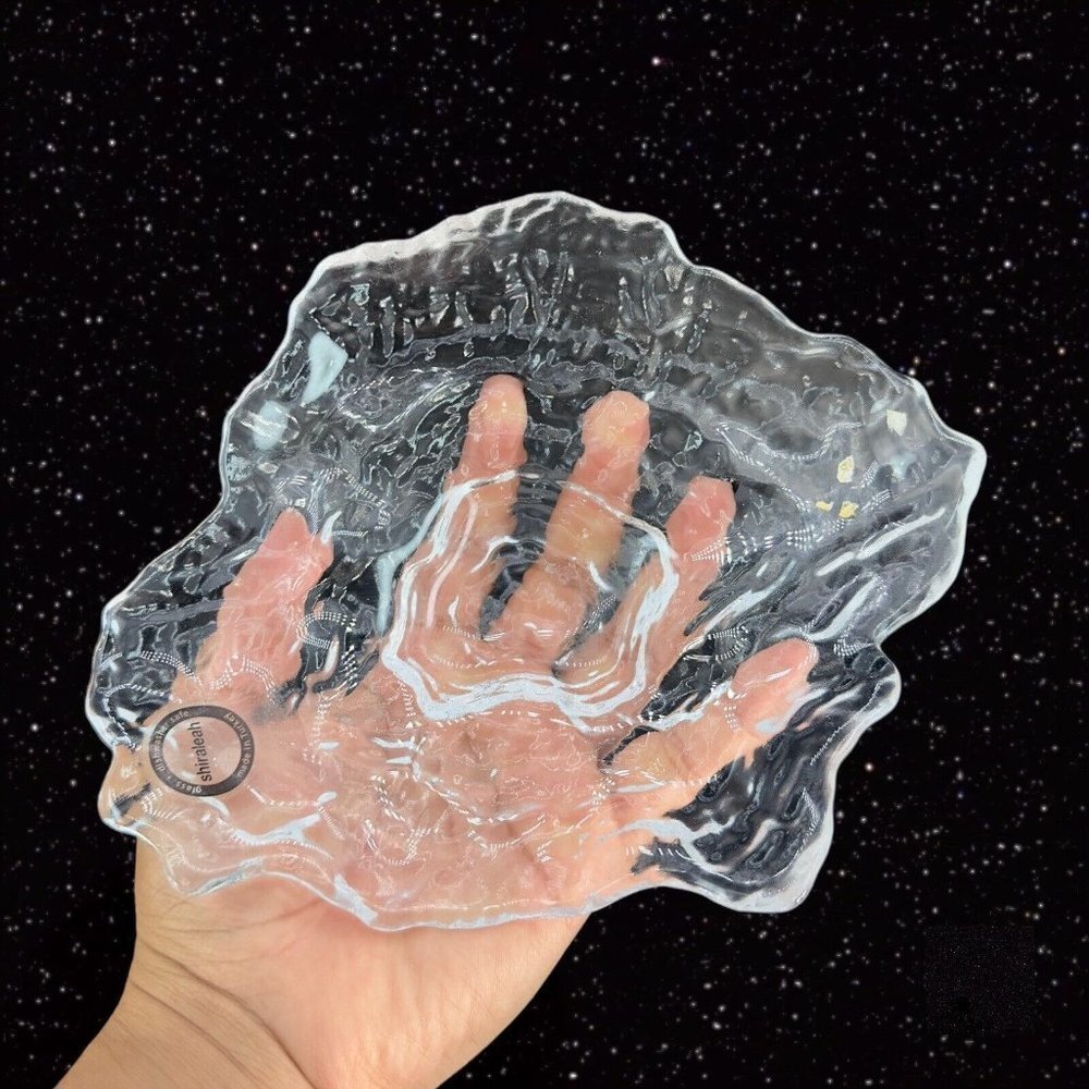 SHIRALEAH Beaux Arts Glass Clear Textured Bowl Dish Centerpiece W Sticker Turkey